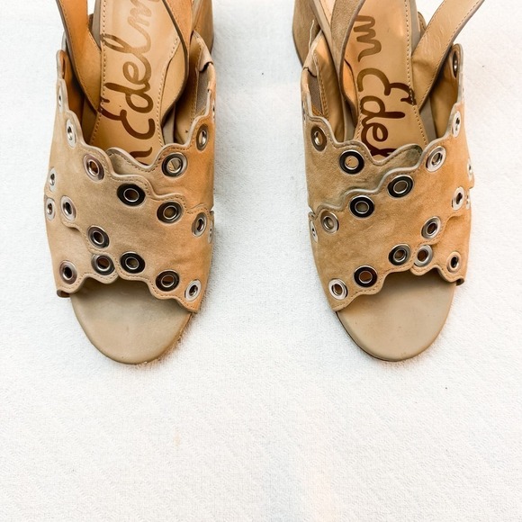 Sam Edelman Seana Eyelet Accented Heel Tan Size 7.5 - Picture 6 of 6